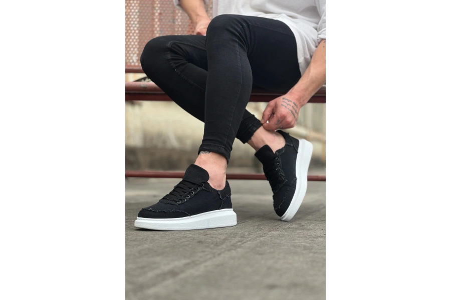 Shoecide Wg018 Siyah Kot Kumaş Erkek Casual Ayakkabı