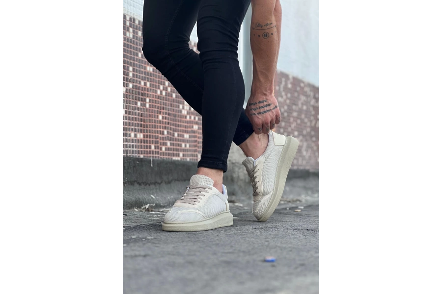 Shoecide Wg019 Bej Triko Erkek Casual Ayakkabı