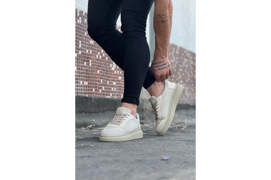 Shoecide Wg019 Bej Triko Erkek Casual Ayakkabı