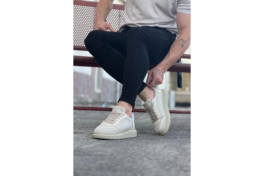 Shoecide Wg019 Bej Triko Erkek Casual Ayakkabı