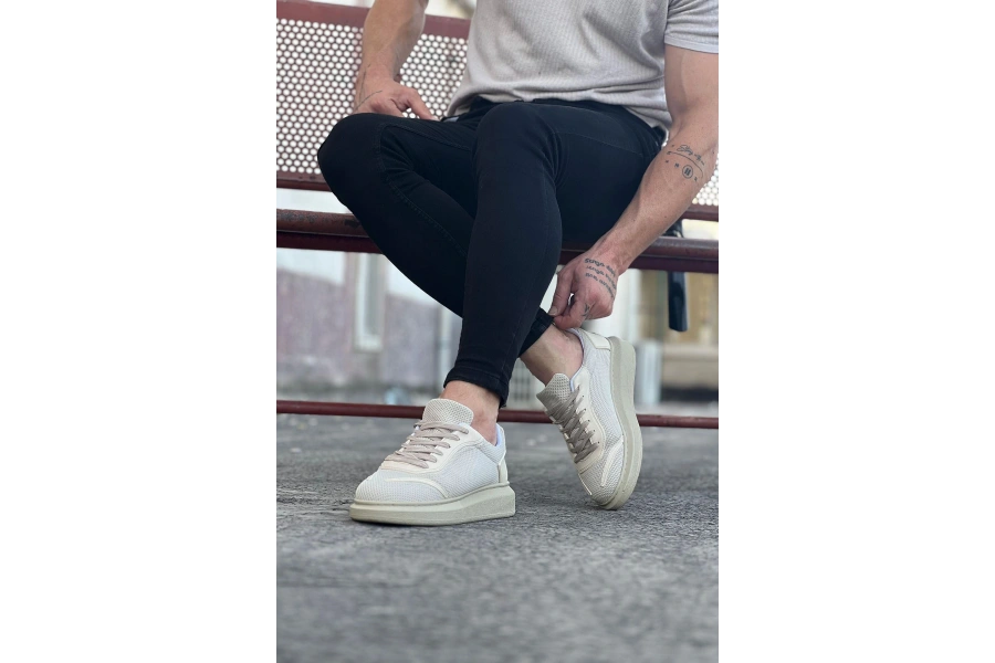 Shoecide Wg019 Bej Triko Erkek Casual Ayakkabı