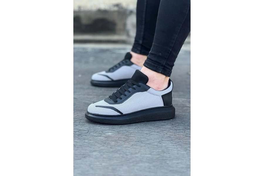 Shoecide Wg019 Gri Siyah Triko Erkek Casual Ayakkabı