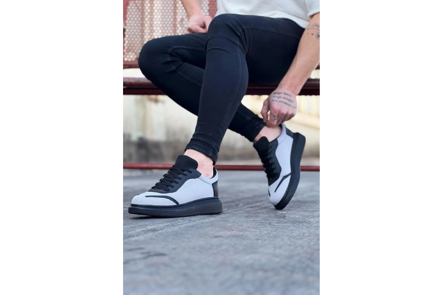 Shoecide Wg019 Gri Siyah Triko Erkek Casual Ayakkabı