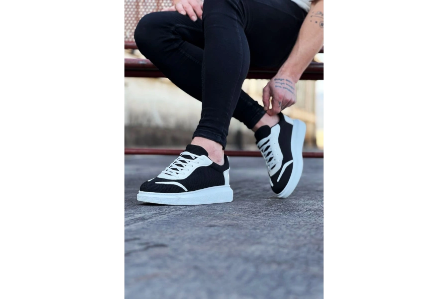 Shoecide Wg019 Siyah Beyaz Triko Erkek Casual Ayakkabı