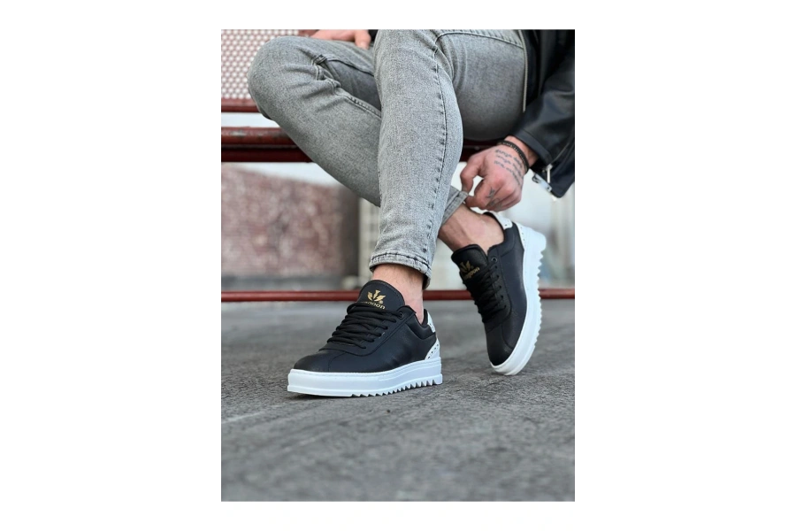 Shoecide Wg021 Siyah Beyaz Erkek Casual Ayakkabı