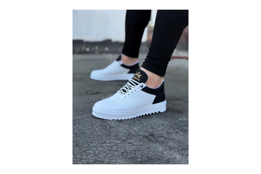 Shoecide Wg022 Beyaz Siyah Erkek Casual Ayakkabı