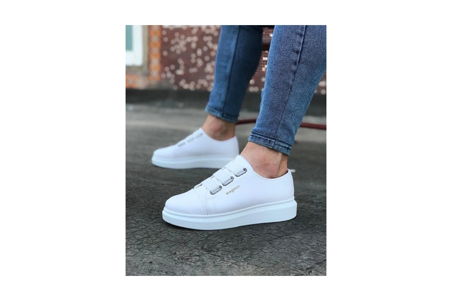 Shoecide Wg026 Beyaz Kalın Taban Casual Erkek Ayakkabı