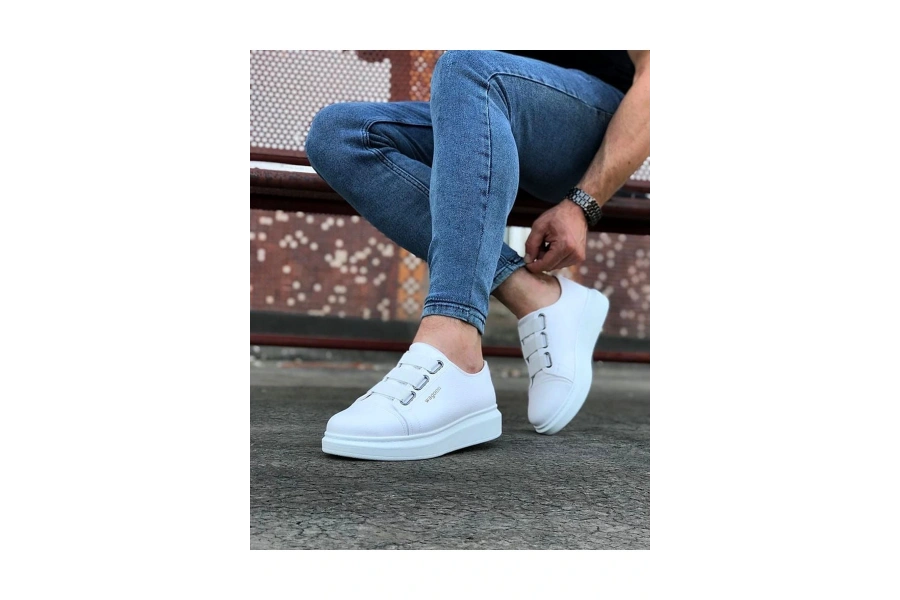Shoecide Wg026 Beyaz Kalın Taban Casual Erkek Ayakkabı