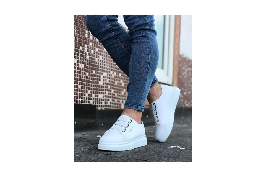 Shoecide Wg026 Beyaz Kalın Taban Casual Erkek Ayakkabı