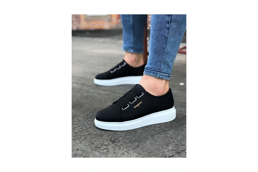 Shoecide Wg026 Siyah Kalın Taban Casual Erkek Ayakkabı