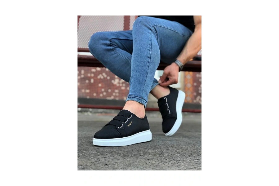 Shoecide Wg026 Siyah Kalın Taban Casual Erkek Ayakkabı