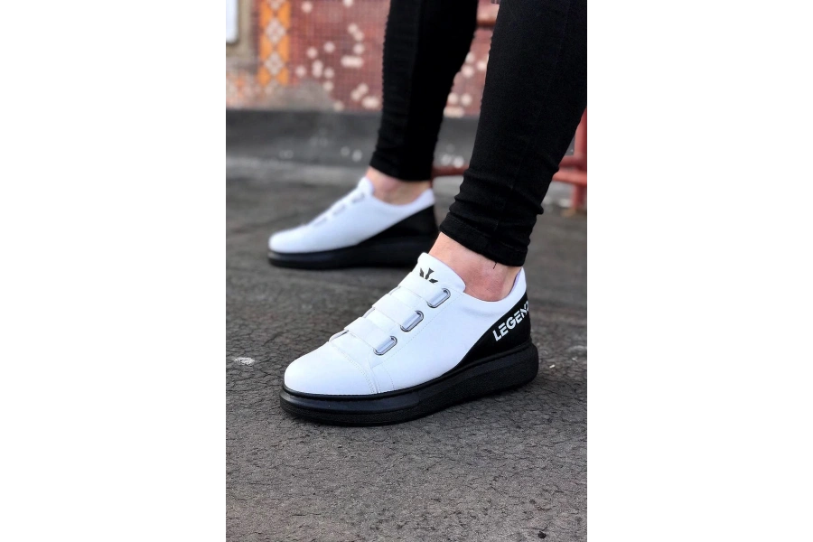 Shoecide Wg029 3 Bant Legend Beyaz Kömür Kalın Taban Casual Erkek Ayakkabı