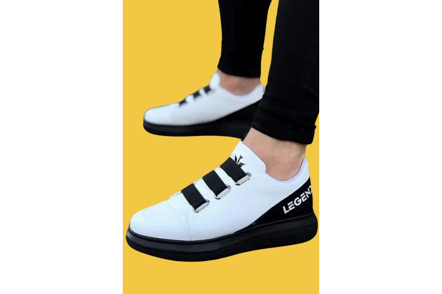 Shoecide Wg029 3 Bant Legend Beyaz Kömür Kalın Taban Casual Erkek Ayakkabı