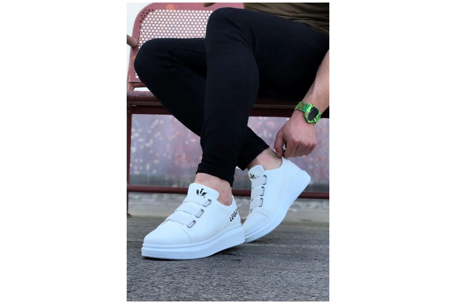 Shoecide Wg029 Beyaz Kalın Taban Casual Erkek Ayakkabı