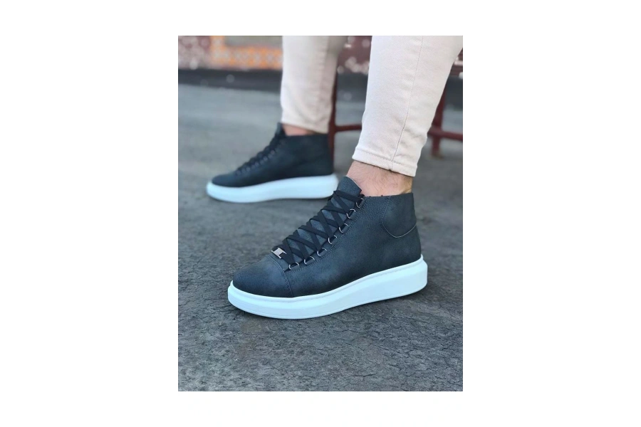 Shoecide Wg032 Gri Bağcıklı Sneakers  Yarım Bilek Bot
