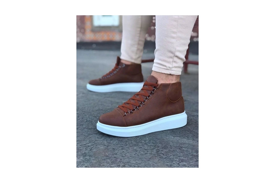 Shoecide Wg032 Taba Bağcıklı Sneakers  Yarım Bilek Bot