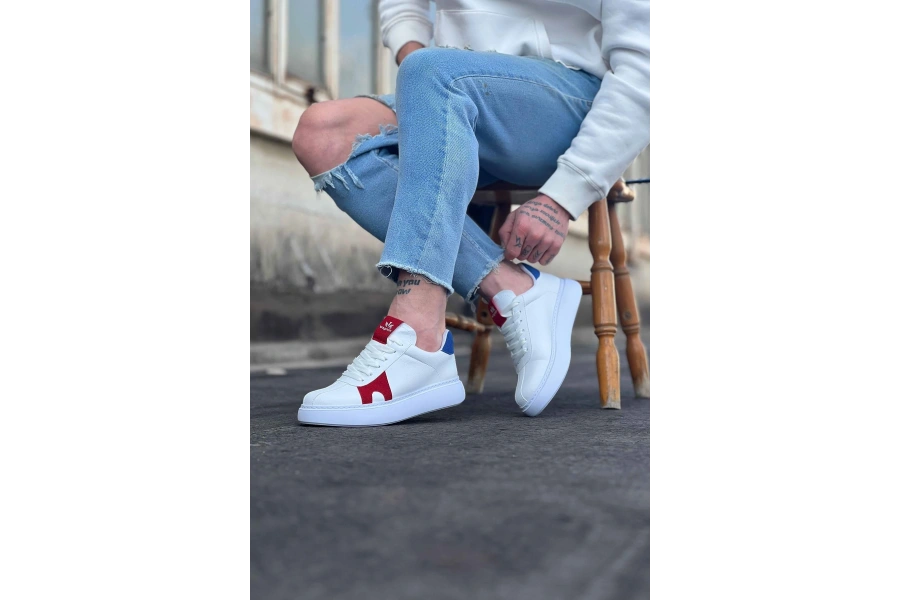 Shoecide Wg040 Beyaz Kırmızı Erkek Casual Ayakkabı
