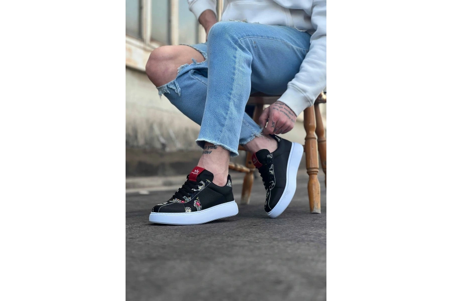 Shoecide Wg040 Siyah Kurukafa Erkek Casual Ayakkabı