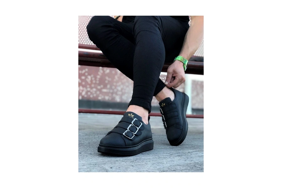 Shoecide Wg050 Kömür Tokalı Kalın Taban Erkek Ayakkabı