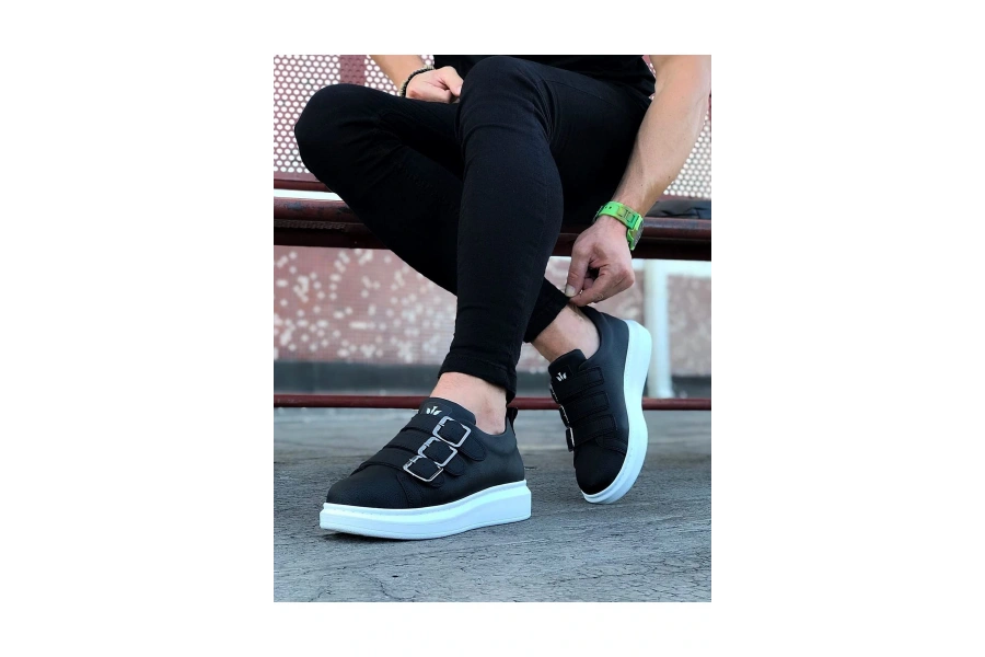 Shoecide Wg050 Siyah Tokalı Kalın Taban Erkek Ayakkabı