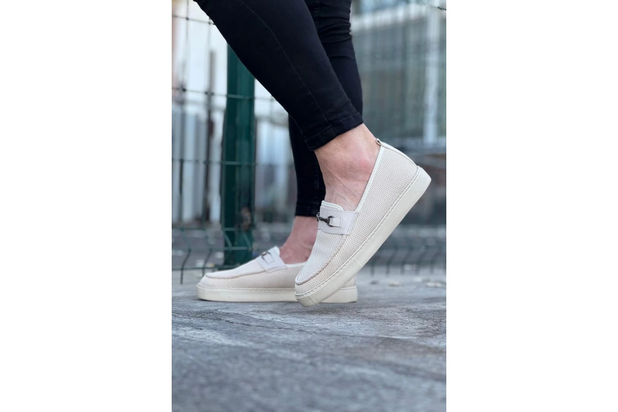 Shoecide Wg060 Bej Triko Babet Erkek Casual Ayakkabı