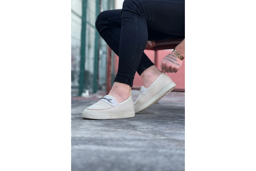 Shoecide Wg060 Bej Triko Babet Erkek Casual Ayakkabı