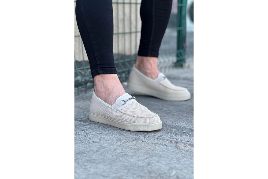 Shoecide Wg060 Bej Triko Babet Erkek Casual Ayakkabı