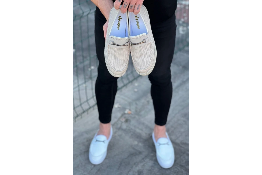 Shoecide Wg060 Bej Triko Babet Erkek Casual Ayakkabı