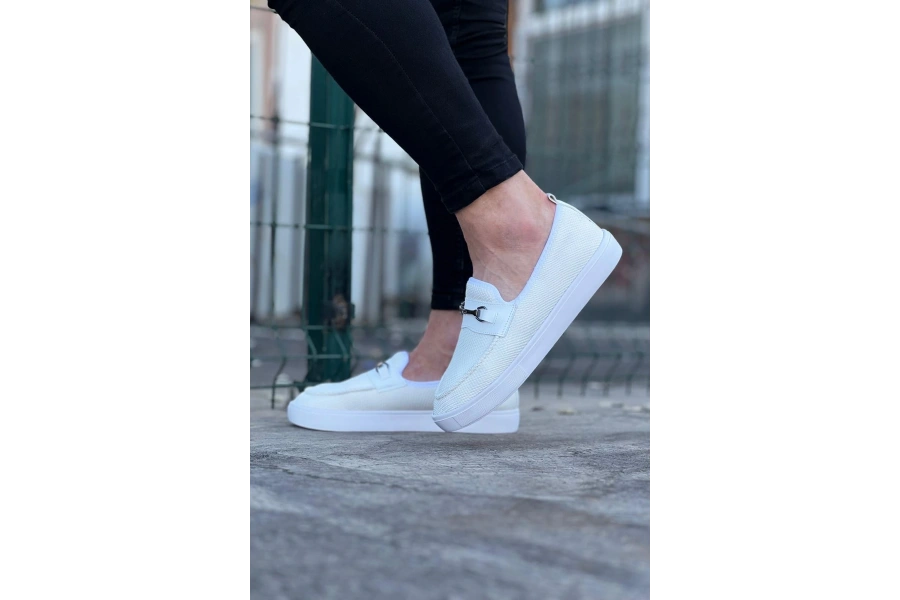 Shoecide Wg060 Beyaz Triko Babet Erkek Casual Ayakkabı