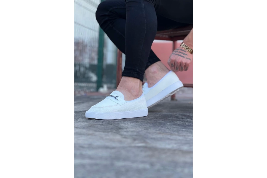 Shoecide Wg060 Beyaz Triko Babet Erkek Casual Ayakkabı