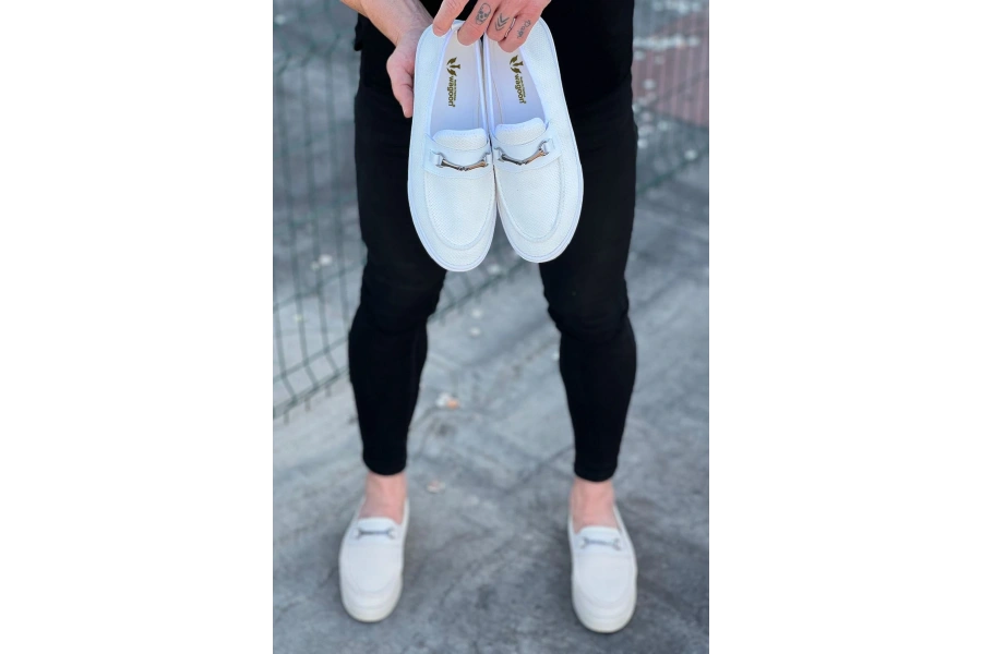 Shoecide Wg060 Beyaz Triko Babet Erkek Casual Ayakkabı