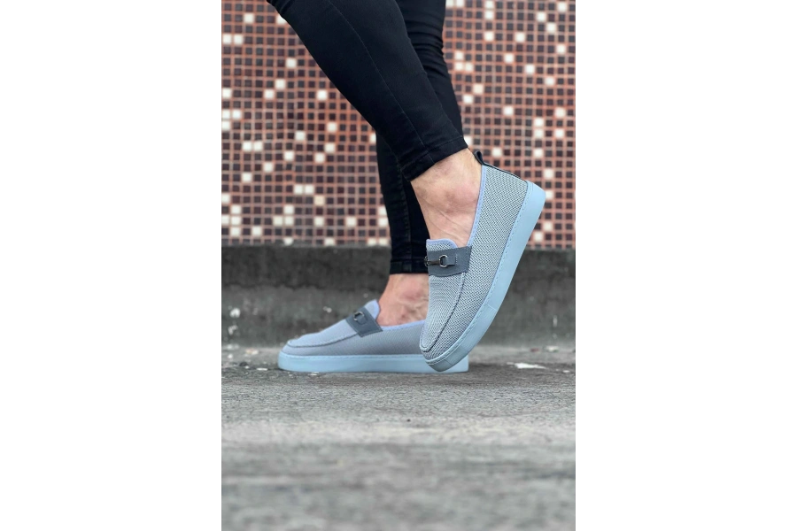 Shoecide Wg060 Gri Triko Babet Erkek Casual Ayakkabı