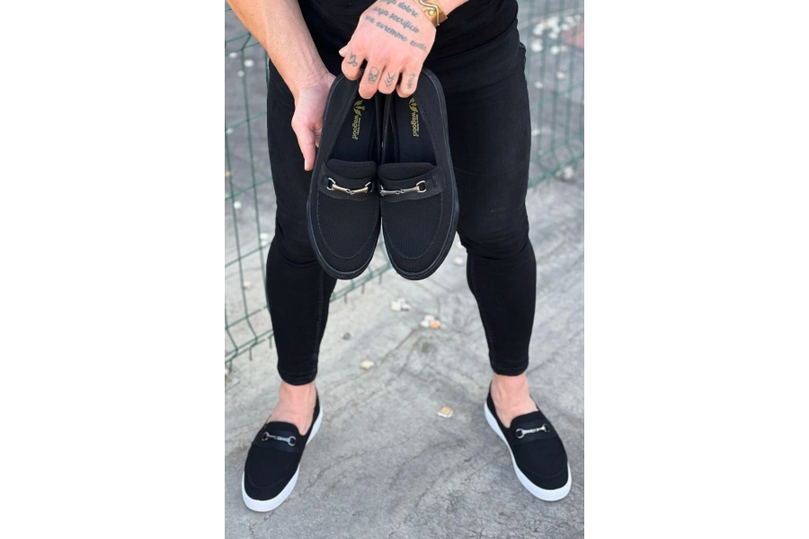Shoecide Wg060 Kömür Triko Babet Erkek Casual Ayakkabı