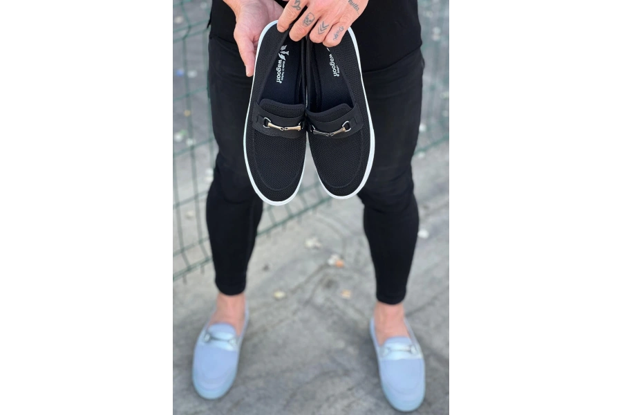 Shoecide Wg060 Siyah Triko Babet Erkek Casual Ayakkabı