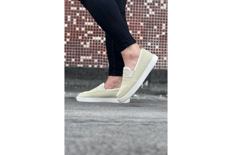 Shoecide Wg061 Bej Triko Babet Erkek Casual Ayakkabı