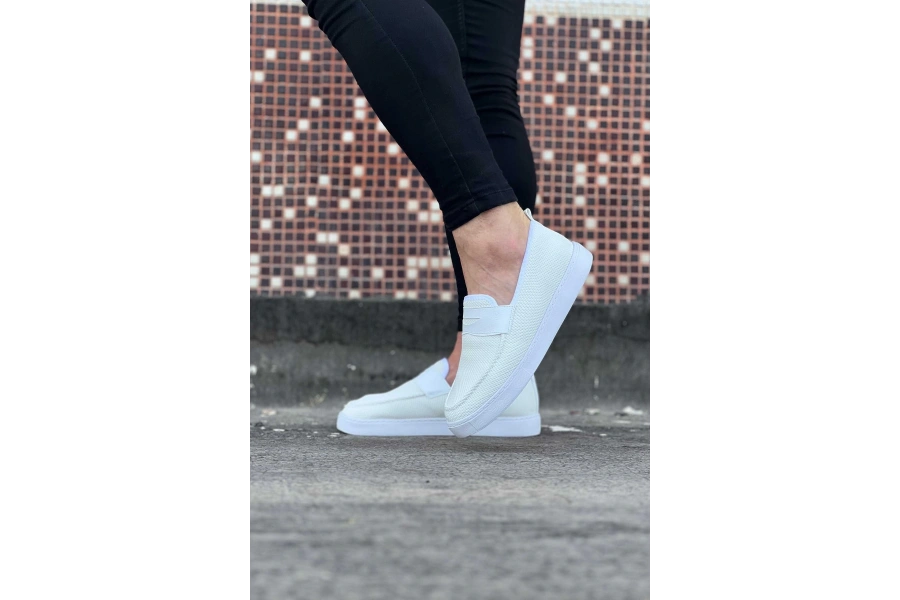 Shoecide Wg061 Beyaz Triko Babet Erkek Casual Ayakkabı