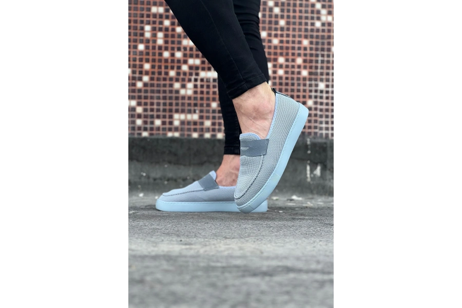 Shoecide Wg061 Gri Triko Babet Erkek Casual Ayakkabı
