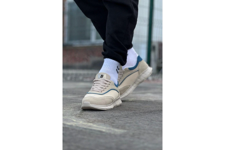 Shoecide Wg062 Bej Triko Erkek Spor Ayakkabı