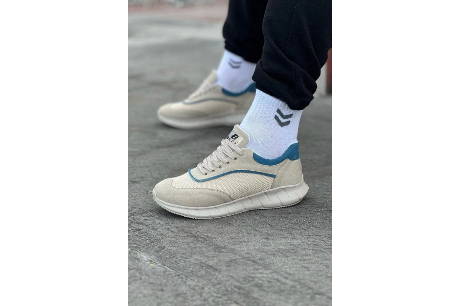 Shoecide Wg062 Bej Triko Erkek Spor Ayakkabı