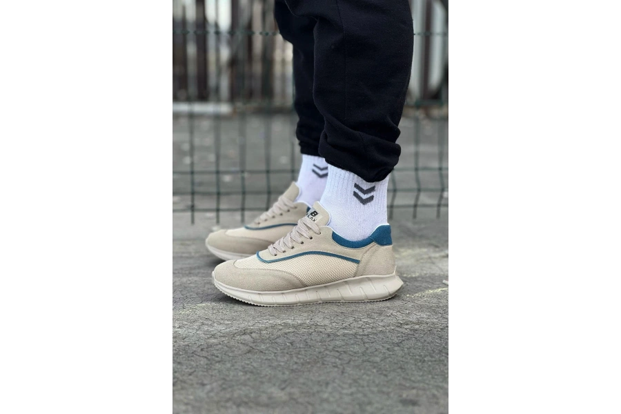 Shoecide Wg062 Bej Triko Erkek Spor Ayakkabı