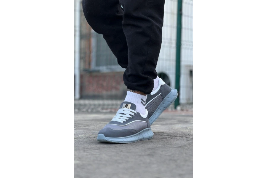 Shoecide Wg062 Gri Triko Erkek Spor Ayakkabı