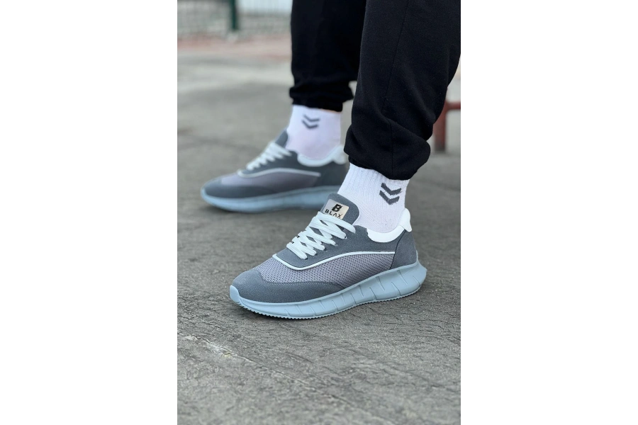 Shoecide Wg062 Gri Triko Erkek Spor Ayakkabı