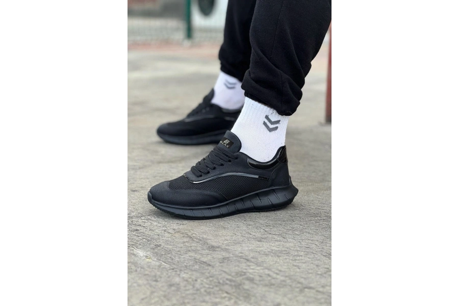 Shoecide Wg062 Kömür Triko Erkek Spor Ayakkabı