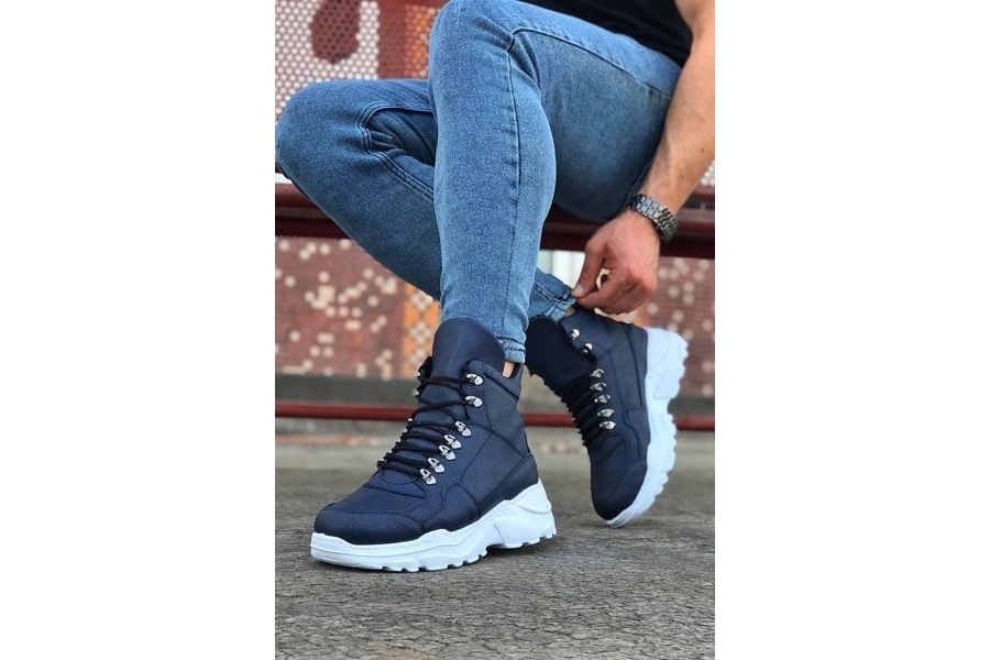 Shoecide Wg07 Lacivert Uzun Bağcıklı Postal Bot