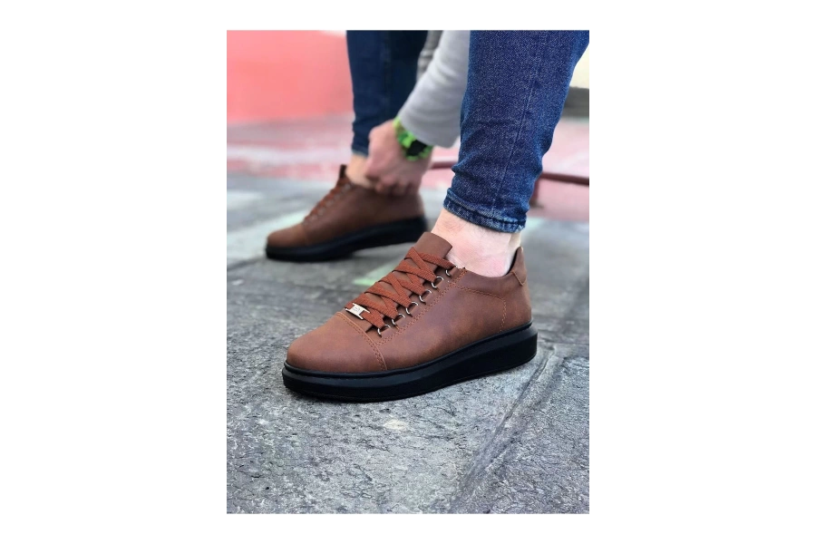 Shoecide Wg08 Taba Kömür Düz Erkek Casual Ayakkabı