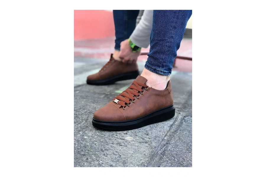 Shoecide Wg08 Taba Kömür Düz Erkek Casual Ayakkabı