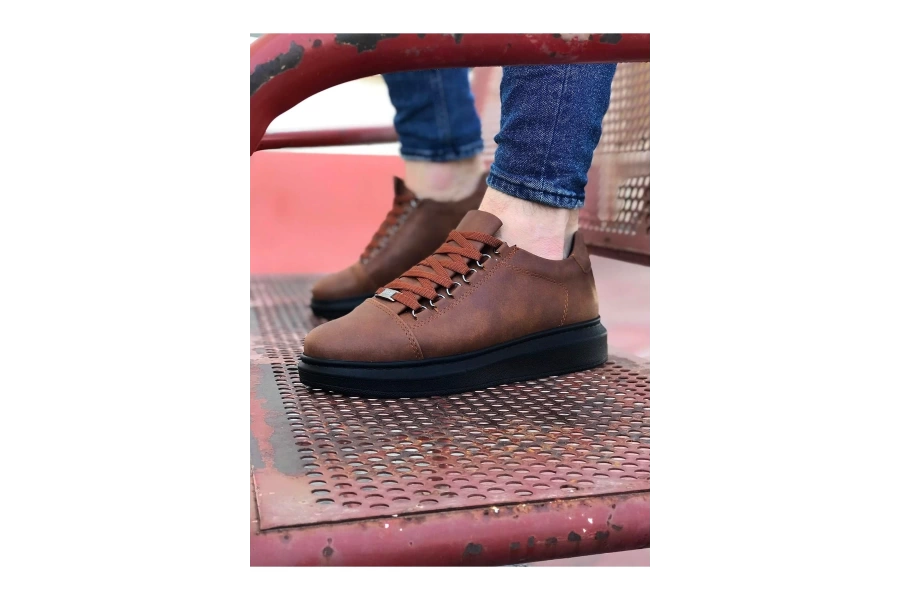 Shoecide Wg08 Taba Kömür Düz Erkek Casual Ayakkabı