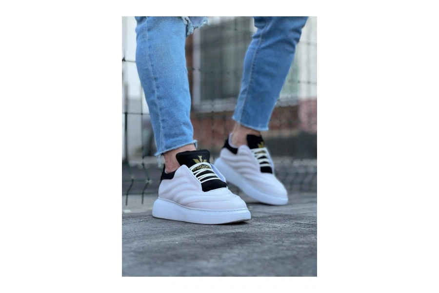 Shoecide Wg094 Beyaz Siyah Erkek Casual Ayakkabı