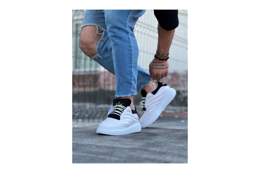 Shoecide Wg094 Beyaz Siyah Erkek Casual Ayakkabı