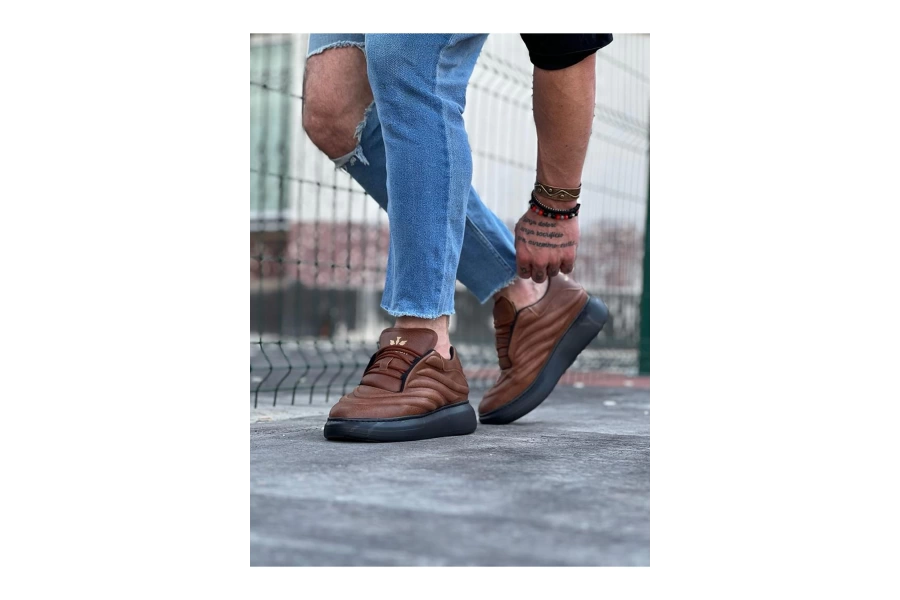 Shoecide Wg094 Taba Siyah Erkek Casual Ayakkabı